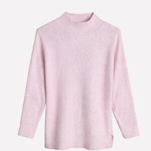 Magaschoni Heather Pink Mock Neck Sweater Soft Knit Pullover Women Size S